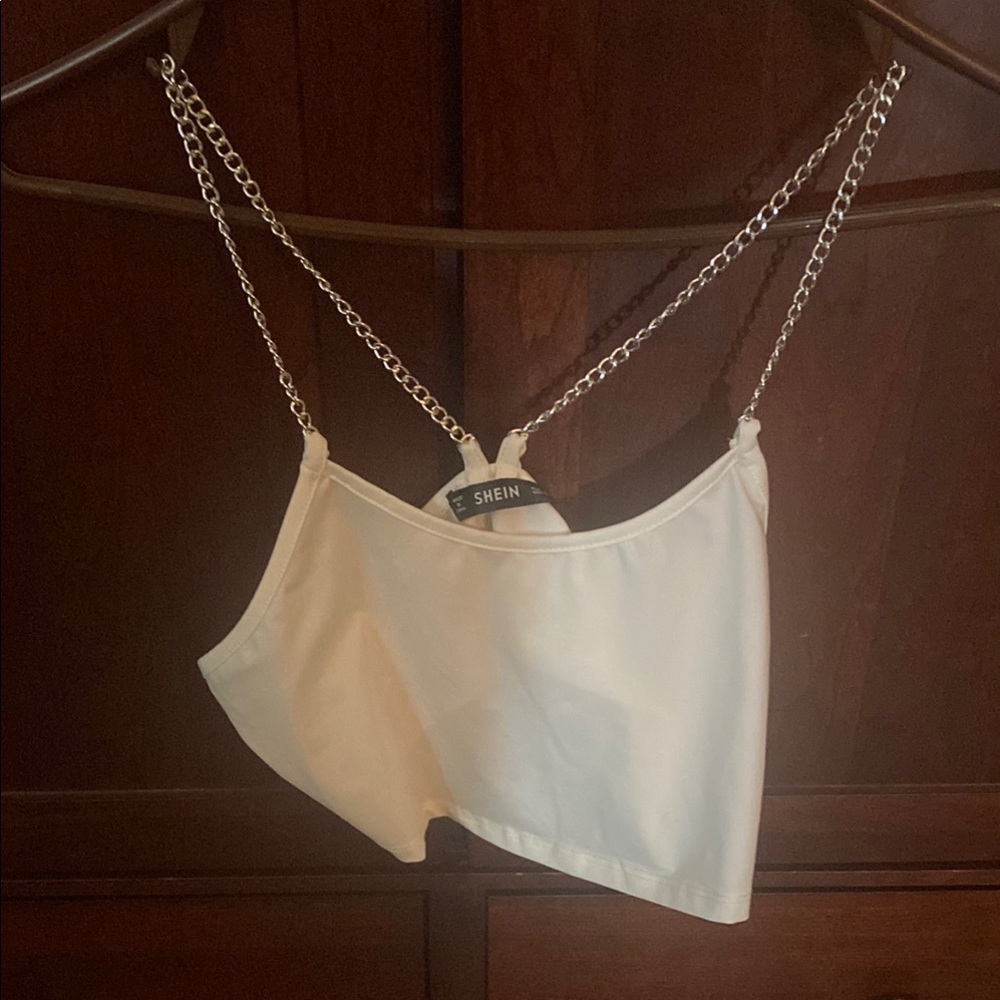 SHEIN white Chain Strap halter Top